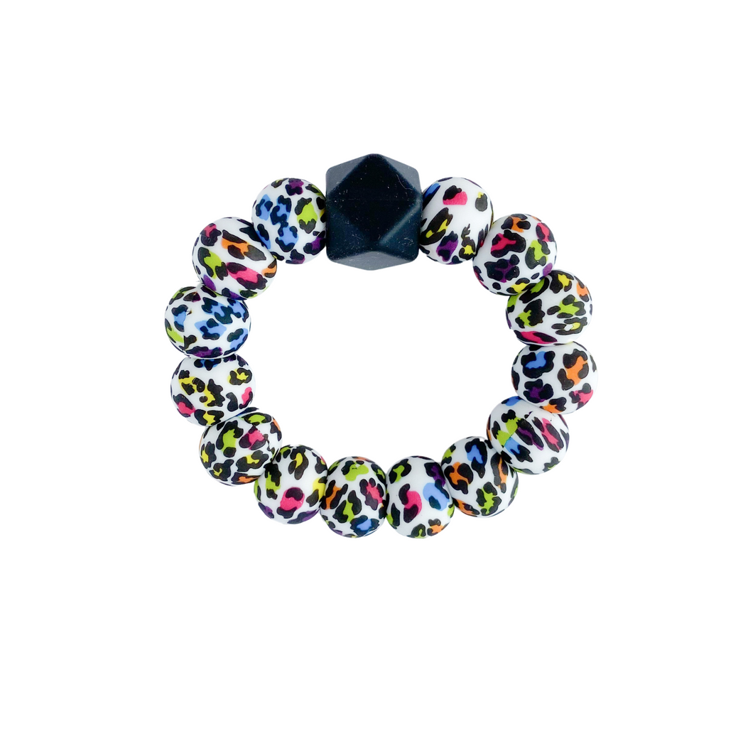 Colourful leopard print teething ring