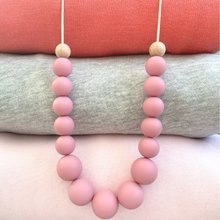 Load image into Gallery viewer, Blush pink silicone bead teething necklace for breastfeeding mother 
