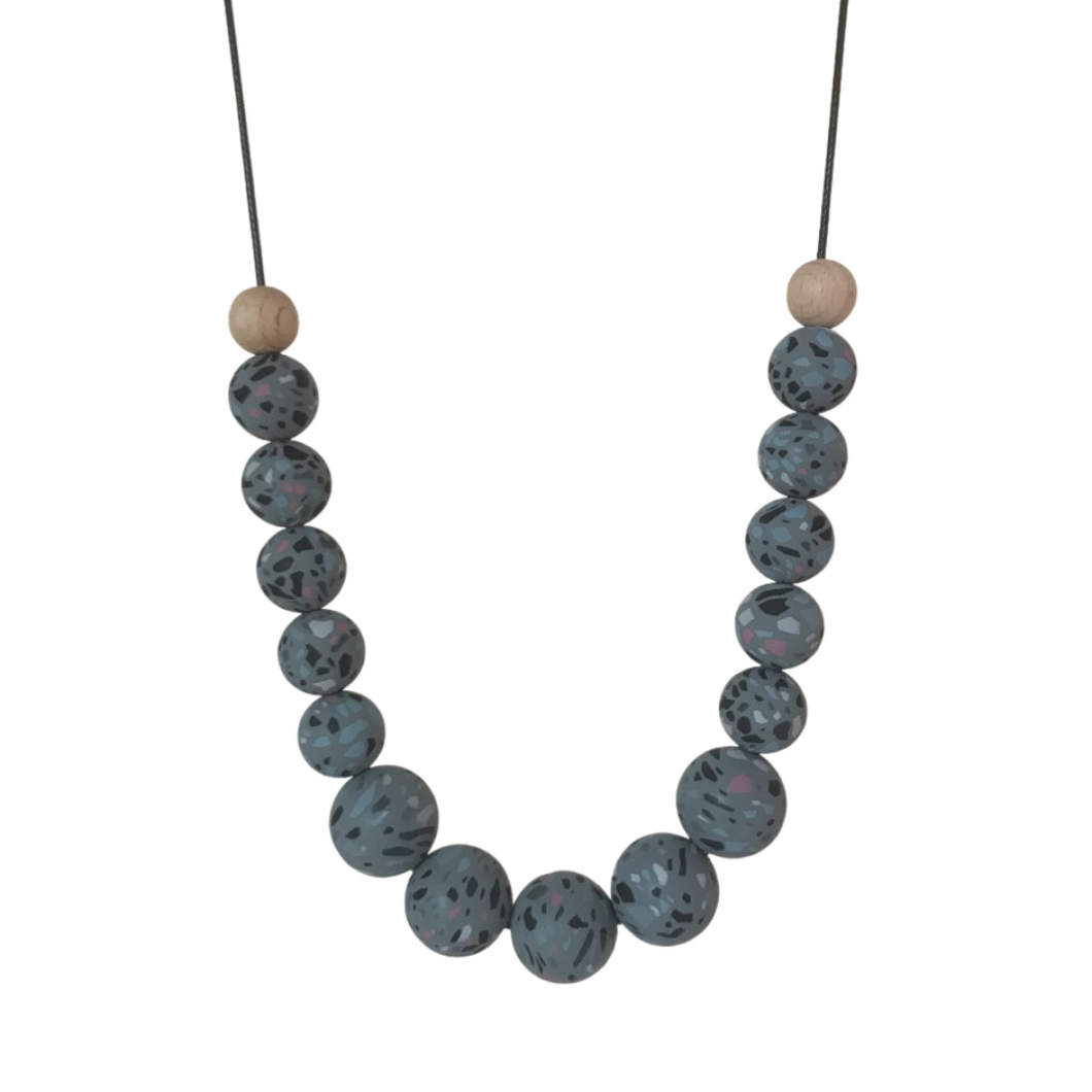 The Staple - Dark grey terrazzo teething necklace