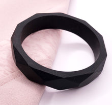 Load image into Gallery viewer, Black silicone teething bangle for new mum or new mum to be. 
